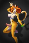 anthro bikini breasts clothed clothing erection genitals glow_ring glowstick gynomorph intersex nipples penile_spines penis skimpy solo stripes swimwear tail tight_clothing two-piece_swimsuit wardrobe_malfunction white-devil miezekatze felid mammal pantherine tiger hi_res