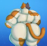 anthro big_butt big_pecs bubble_butt butt huge_butt hyper hyper_butt male muscular pecs solo tail thick_thighs otterlythicc epic_games fortnite meowscles calico_cat domestic_cat felid feline felis mammal hi_res