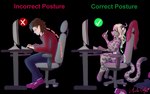 anthro bad_posture before_and_after breasts chair claws clothed clothing computer drawing drawing_(action) electronics female furniture gender_transformation human_to_anthro implied_transformation male mtf_transformation nipples nude paws pen sitting species_transformation table tablet transformation acutegabby correct_gaming_posture domestic_cat felid feline felis human mammal pantherine snow_leopard alpha_channel hi_res meme