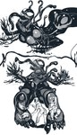 breasts butt feathers feet female giggling male micro not_furry spacesuit teeth tickle_fetish tickling tickling_feet tongue tongue_out ymymy marvel she-venom venom_(marvel) alien humanoid symbiote unknown_species hi_res monochrome watermark