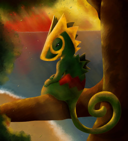 ambiguous_gender beach branch claws curled_tail finger_claws green_body green_spikes green_tail head_markings in_tree looking_at_viewer looking_back looking_back_at_viewer markings nature outside plant rear_view sand sea seaside sky solo spikes spikes_(anatomy) tail tree water meraence nintendo pokemon chameleon generation_3_pokemon kecleon lizard pokemon_(species) reptile scalie 2013 digital_media_(artwork) hi_res