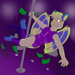 anthro bodysuit bulge clothing dancing detailed_bulge femboy fur green_body green_fur group holding_fixture leg_warmers legwear male membrane_(anatomy) membranous_wings money nightclub pole pole_dancing public silhouette skinsuit solo_focus stage strip_club stripper stripper_pole suit tight_clothing tipping wings jedader bat mammal 1:1 2015 digital_media_(artwork) hi_res