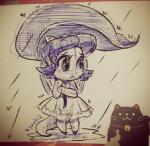 clothed clothing female hair holding_leaf holding_object kyuukia leaf leaf_umbrella outside plushie raining tail neo111186 mythology neopets animate_inanimate dragon living_plushie mythological_creature mythological_scalie neopet_(species) plushie_neopet scalie shoyru low_res sketch