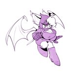 anthro big_breasts boots breasts butterfly_knife cleavage clothed clothing coat eyewear female footwear hair hair_over_eye headscarf high_heeled_boots high_heels knife one_eye_obstructed shoes solo sunglasses topwear trenchcoat wings bigdad sega sonic_the_hedgehog_(series) rouge_the_bat bat mammal hi_res monochrome