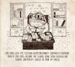 alejandro_giraldo amphibian anthro biped clothing container cup desk digital_media_(artwork) english_text frog frown furniture monochrome necktie sepia sitting solo table text