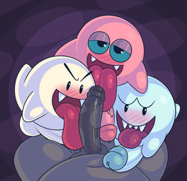 auto_penis_lick balls big_balls big_penis black_outline blue_sclera blush bodily_fluids dark_eyelids erection eyeshadow fellatio first_person_view floating_head_creature foreskin genital_fluids genitals group half-closed_eyes humanoid_genitalia humanoid_penis licking looking_at_viewer looking_pleasured makeup male male/male masturbation multiple_partners narrowed_eyes nude oral oral_masturbation outline penile penile_masturbation penis penis_lick precum retracted_foreskin saliva saliva_on_penis self_lick sex sharp_teeth simple_background small_but_hung smile teeth tongue tongue_out toony trio_focus gemsum mario_bros nintendo super_mario_sunshine boo_(mario) boo_block ghost sleepy_boo_(super_mario_sunshine) spirit waddling_head hi_res shaded