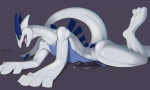 2013 3_toes anthro balls black_penis brown_eyes digitigrade dragon dreiker erection hindpaw legendary_pokémon lugia lying male nintendo nude on_front open_mouth pawpads paws penis pokémon pokémorph precum scalie soles solo toes video_games white_body
Rating: Explicit
Score: 45
User: Greath
Date: March 28, 2013