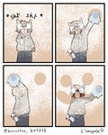 4_panel_comic anthro clothed clothing fully_clothed grey_clothing grey_sweater grey_topwear hand_towel male spray_bottle standing sweater topwear towel borealhao lamapola rye_(lamapola) mammal 4:5 absurd_res comic hi_res