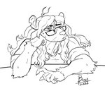 ambiguous_gender anthro bodily_fluids eyewear glasses hair long_hair messy_hair notched_ear slightly_chubby solo sweat boo3 jj_(boo3) mammal murid murine rat rodent monochrome nonbinary_(lore)