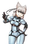 alternate_costume breasts clothing female grey_hair grin hair kerchief simple_background skinsuit smile sneaking_suit solo standing tight_clothing white_background wide_hips subakitsu konami metal_gear xenoblade_(series) xenoblade_chronicles xenoblade_chronicles_2 nia_(xenoblade) solid_snake animal_humanoid blade_(xenoblade) cat_humanoid felid felid_humanoid feline feline_humanoid gormotti humanoid mammal mammal_humanoid 2018 hi_res