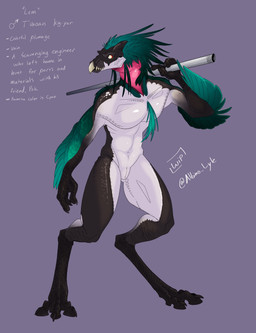 3_fingers 3_toes animal_genitalia anthro digitigrade feathers feet fingers genital_slit genitals male nude solo toes ghosting96 halo_(series) microsoft xbox_game_studios alien avian kig-yar scalie t'vaoan colored hi_res