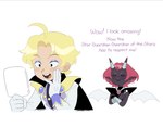 2_horns blonde_hair blush clothed clothing duo eyeshadow female femboy gloves hair handwear horn horn_jewelry horn_ring humanoid_pointy_ears jewelry makeup male mirror not_furry pointy_ears ring_(jewelry) smile kianamai pretty_pretty_please_i_don't_want_to_be_a_magical_girl eclipse_(idwtbamg) lady_devoid horned_humanoid human humanoid mammal hi_res