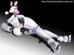 anthro biped butt dutch_angle feet female foreshortening genitals lipstick looking_at_viewer lying machine makeup on_side pose pussy rear_view snout soles solo teasing text idsaybucketsofart five_nights_at_freddy's five_nights_at_freddy's_2 scottgames mangle_(fnaf) muse animatronic canid canine fox mammal robot 3d_(artwork) 4:3 digital_media_(artwork) pinup url