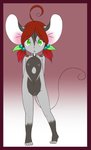 anthro blush border female flat_chested fur genitals green_eyes grey_body grey_fur hair nipples nude pussy red_border red_hair solo standing young young_anthro young_female ethersaga mammal mouse murid murine rodent hi_res