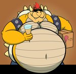 2_horns belly big_belly box container dessert eyewear food fur hair horn ice_cream ice_cream_cone male mature_male moobs navel red_hair solo sunglasses sewergator bowser_day mario_bros nintendo bowser koopa scalie 2021 hi_res