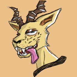 anthro male solo tongue tongue_out briznaburr beastars melon_(beastars) antelope bovid felid gazelle humanoid hybrid leopard mammal pantherine 1:1 absurd_res colored headshot_portrait hi_res icon portrait sketch