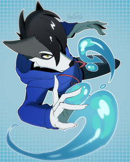 anthro male power solo superpowers water harucat canid canine canis mammal wolf 4:5 absurd_res hi_res