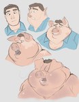 anthro basic_sequence brown_hair captainjusticevirtsuoso chubby_cheeks clothed clothing domestic_pig double_chin five_frame_image five_frame_sequence hair hi_res human human_to_anthro justicecaptainv kailer linear_sequence male mammal mid_transformation moobs multi_frame_sequence obese obese_anthro obese_male open_mouth overweight overweight_anthro overweight_male sequence simple_background solo species_transformation suid suina sus_(pig) teeth transformation transformation_sequence weight_gain worried