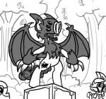 ambiguous_gender armor bat bat_pony demon earth_pony equid equine fan_character feral ficficponyfic group hasbro horse hybrid mammal membrane_(anatomy) membranous_wings monochrome my_little_pony plant pony shrub stargazer_(colt_quest) tree wings