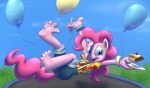 airborne_food airborne_object anthro anthrofied balloon blue_eyes clothing female hair inflatable pink_hair solo trampoline draneas friendship_is_magic hasbro my_little_pony pinkie_pie_(mlp) earth_pony equid equine horse mammal pony 2013 artist_collaboration