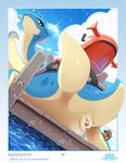absurd_res ambiguous_gender animal_genitalia being_watched bodily_fluids cloaca conditional_dnp countershading duo dwebble female female_focus feral generation_1_pokemon generation_5_pokemon genital_fluids genitals hi_res horizontal_cloaca insomniacovrlrd lapras lapras_paradise looking_at_another marine masturbation nintendo number page_number penetration pinup pokeball pokeball_insertion pokemon pokemon_(species) pose size_difference solo_focus