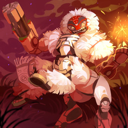 ambiguous_gender fur grass grey_body gun gun_arm machine open_mouth outside plant ranged_weapon sharp_teeth solo sparkles teeth three-quarter_view unsigned weapon weapon_arm white_body white_fur corzh77 blizzard_entertainment overwatch orisa_(overwatch) robot taur 1:1 absurd_res full-length_portrait hi_res portrait