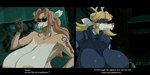 anthro big_breasts blonde_hair breasts brown_hair clothed clothed/nude clothing combat_vest duo eyewear eyewear_only female glasses glasses_only green_eyes hair huge_breasts nude red_nose sagging_breasts text topless topless_female wearing_glasses spiralingstaircase konami metal_gear desiree_(spiralingstaircase) fiona_fawnbags_(dullvivid) liquid_snake solid_snake deer mammal new_world_deer reindeer 2024 2:1 absurd_res digital_media_(artwork) english_text hi_res