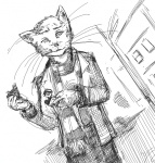 alternate_species anthro biped cigarette clothed clothing furrification male smoking solo standing tardis cheng_and_eng british_broadcasting_corporation doctor_who fourth_doctor the_doctor_(doctor_who) domestic_cat felid feline felis mammal source_request