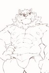 abs anthro bulge clothing male muscular muscular_anthro muscular_male nipples pecs solo underwear heylaw21 lifewonders live_a_hero monomasa canid canine canis domestic_dog husky mammal nordic_sled_dog spitz absurd_res hi_res line_art sketch