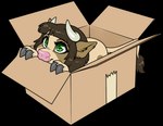 anthro box brown_body brown_fur brown_hair container female fur green_eyes hair horn simple_background solo tail tail_tuft tan_body tan_fur transparent_background tuft white_horn milk-jug milky_(milk-jug) bovid bovine cattle mammal alpha_channel