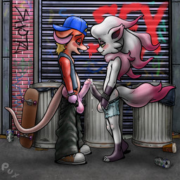 3_toes alley anthro backwards_baseball_cap backwards_hat balls barefoot baseball_cap big_balls big_penis biped bite biting_lip biting_own_lip black_bottomwear black_clothing black_markings black_pants blush blush_lines bodily_fluids bottomwear claws clothed clothing comparing comparing_penis day duo feet fingerless_(marking) footwear foreskin frottage genital_fluids genitals gloves_(marking) half-closed_eyes hat headgear headwear humanoid_genitalia humanoid_penis leaking_precum leg_markings male male/male markings narrowed_eyes neck_tuft nipple_piercing nipples open_bottomwear open_clothing open_mouth open_pants open_shorts outside pants partially_clothed penile penis penis_size_difference penises_touching piercing pink_nose plantigrade precum red_body self_bite sex shoes shorts skateboard small_but_hung sneakers socks_(marking) tan_body teeth toe_claws toeless_(marking) toes topless topless_anthro topless_male topwear trash_can tuft vehicle vest white_body white_markings young young_anthro young_but_hung young_male pux devolver_digital nintendo pokemon volvy american_opossum generation_8_pokemon hisuian_form hisuian_zorua mammal marsupial pokemon_(species) regional_form_(pokemon) 1:1 2023 hi_res