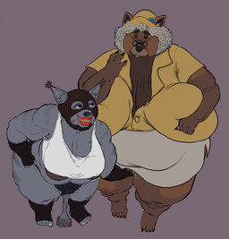 anthro areola armwear balaclava balls balls_through_leghole belly big_belly big_breasts body_hair bottomless bottomwear breasts brown_body brown_fur brown_skin bulge cellulite clitoris clothed clothing denim denim_bottomwear denim_clothing denim_shorts detailed_bulge duo elbow_gloves elderly elderly_anthro elderly_female elderly_gynomorph elderly_intersex eyeshadow eyewear fangs female female_penetrated fingering fingering_partner footwear fur genitals glasses gloves grey_areola grey_body grey_fur grey_hair grey_nipples grey_skin gynomorph hair hairy hairy_balls hairy_vulva hand_on_hip handwear hat headgear headwear huge_belly huge_breasts huge_hips huge_thighs hunched_over intersex knee_highs knee_socks legwear lips lipstick makeup mask montgomery_glands nipples no_underwear obese obese_anthro obese_female obese_gynomorph obese_intersex overweight overweight_anthro overweight_female overweight_gynomorph overweight_intersex penetration plump_labia pubes sex shirt shorts shortstack shortstack_gynomorph shortstack_intersex simple_background skirt smile socks straw_hat striped_body striped_fur stripes surprised tank_top teeth thick_thighs topwear vaginal vaginal_fingering vulva wardrobe_malfunction wide_hips granny_fricker fanny_mcphee canid canine domestic_cat felid feline felis hybrid lynx mammal procyonid raccoon raccoon_dog tanuki 2025 colored detailed digital_drawing_(artwork) digital_media_(artwork) flat_colors hi_res