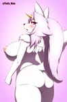 anthro big_breasts big_nipples blush breasts butt female fluffy fur genitals hair horn huge_breasts nipples nude pussy solo unicorn_horn tailzkim legend_of_mana mana_(series) square_enix sierra_(mana) canid canine mammal hi_res