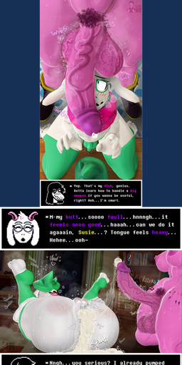 after_sex anthro ball_spanking balls big_balls big_penis blush bodily_fluids body_hair bulge clothing cum cum_drip cum_in_ass cum_inside detailed_bulge dial dripping fangs genital_fluids genitals group gynomorph hairy_balls heart_symbol huge_balls huge_penis imminent_sex intersex intersex/male leaking_cum leaking_precum legwear male moan musky_balls musky_penis onomatopoeia open_mouth penis precum precum_in_ass pubes shocked small_balls small_penis sound_effects spank_marks spread_legs spreading standing steamy_breath stockings sweat sweatdrop teeth text text_box thong throbbing throbbing_bulge throbbing_penis toeless_legwear toeless_stockings trio underwear walk-in wide_eyed highv0ltage deltarune undertale_(series) kris_dreemurr ralsei susie_(deltarune) bovid caprine goat human mammal scalie 3d_(artwork) absurd_res alpha_channel digital_media_(artwork) hi_res
