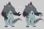3_heads 4_fingers abs anthro balls biped claws fangs fingers flaccid foreskin genitals head_hands humanoid_genitalia humanoid_penis male multi_head muscular muscular_anthro muscular_male pecs penis scar solo tail teeth jacketbear mict_(jacketbear) canid canine mammal scalie hi_res