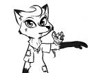 anthro clothed clothing dipstick_ears duo ear_markings female gloves_(marking) looking_at_viewer markings multicolored_ears patch_(fabric) simple_background size_difference white_background inkyfrog disney zootopia fan_character melody_(zhanbow) rosie_(zhanbow) canid canine fox mammal mouse murid murine rodent 2017 black_and_white monochrome