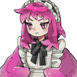 clothed clothing feathered_wings feathers female hair light_body light_skin maid_headdress maid_uniform pink_body pink_eyes pink_feathers pink_hair pink_wings simple_background solo uniform white_background wings i7go34 european_mythology greek_mythology mythology animal_humanoid avian humanoid mythological_avian mythological_creature 1:1 half-length_portrait hi_res portrait