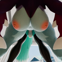 all_fours anthro anthro_on_anthro areola balls big_breasts blue_body blue_fur breasts clothing duo female fur genitals grey_body grey_fur legwear male male/female mostly_nude nipples penis pink_areola pink_nipples sex thigh_highs white_body white_fur roflfox_(artist) alexw95_(modeler) furromantic_(modeler) palworld pocketpair katress_(furromantic) roflfox roflfox_(alexw95) canid canine fox katress mammal pal_(species) 1:1 2026 3d_(artwork) digital_media_(artwork) hi_res