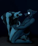 2017 ambiguous_penetration anthro anthro_penetrated black_and_blue breasts canid canine canis carol_(hladilnik) creepy daniel_(hladilnik) domestic_dog duo empty_eye_sockets fangs female female_penetrated flexible from_behind_position hair hand_on_butt happy hi_res hladilnik humor male male/female male_penetrating male_penetrating_anthro male_penetrating_female mammal monochrome nightmare_fetish_fuel nipples nude open_mouth open_smile penetration penile penile_penetration possession scared screaming sex sharp_teeth smile teeth white_eyes wolf
