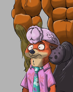 abs aloha_shirt animal_genitalia animal_penis anthro anthro_on_anthro arm_tuft balls biceps big_balls biped black_nose brown_balls brown_body brown_fur clothed clothed/nude clothing collared_shirt constricted_pupils duo ears_back elbow_tuft equine_genitalia equine_penis erection eye_bags faceless_anthro faceless_character faceless_male fur genitals glistening glistening_body glistening_fur green_necktie grey_background larger_nude male male/male multicolored_body multicolored_fur muscular muscular_arms muscular_male navel necktie nervous nude orange_body orange_fur pattern_clothing pattern_shirt pattern_topwear penis penis_on_head pink_clothing pink_penis pink_shirt pink_topwear pivoted_ears polo_shirt pupils ribs shirt shocked simple_background small_pupils smaller_clothed standing tan_body tan_fur topwear tuft two_tone_body two_tone_fur veiny_arms wide_eyed rudy_quorido disney zootopia brian_winddancer nick_wilde canid canine equid equine fox horse mammal red_fox true_fox 2025 colored digital_drawing_(artwork) digital_media_(artwork) hi_res shaded