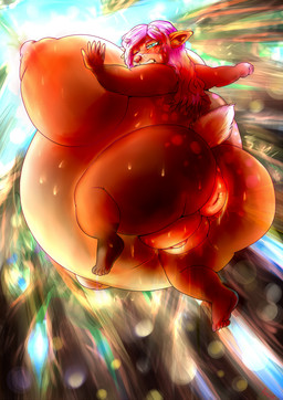 anthro belly belly_expansion big_belly big_breasts big_vulva body_inflation breasts expansion female genitals huge_belly huge_breasts hyper hyper_belly hyper_genitalia hyper_inflation hyper_vulva inflation solo spherical_inflation vulva inflat-o-rivus deer mammal hi_res