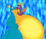 anthro blue_body crown duo female fingernails fire_inflation headgear inflation lipstick makeup male male/female nails purple_body wings yellow_body wolfox90210 activision mythology spyro_the_dragon sorceress_(spyro) spyro dinopotamus dragon mythological_creature mythological_scalie reptile scalie hi_res