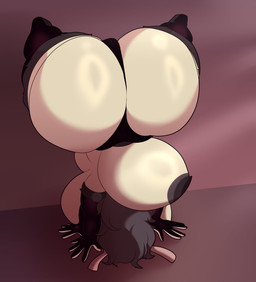 4_arms antennae_(anatomy) anthro armwear belly big_breasts big_butt black_clothing black_hair breasts butt clothing elbow_gloves gloves gynomorph hair handstand handstand_with_split_pose handwear huge_breasts huge_butt hyper hyper_butt intersex legwear multi_arm multi_limb solo stinger thick_thighs thigh_highs thong underwear wide_hips yellow_body ghospe_moth ant arthropod hymenopteran insect absurd_res hi_res