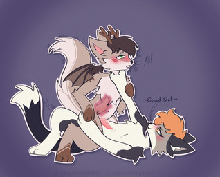 anthro asphyxiation choking duo ejaculation good_slut male neck_grab orgasm slur text x-ray_view cloudedstormie foxyowo smokey_the_cat bat canid canine deer domestic_cat felid feline felis fox mammal hi_res