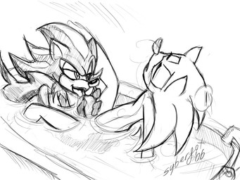 anthro bath bathing bathroom bathtub bodily_fluids breath duo eyes_closed fellatio genitals handjob looking_pleasured male male/male narrowed_eyes oral penile penis saliva seductive sex simple_background tongue tongue_out water white_background syberfox sega sonic_the_hedgehog_(series) shadow_the_hedgehog sonic_the_hedgehog eulipotyphlan hedgehog mammal 2006 4:3 monochrome signature sketch