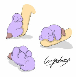 ambiguous_feral ambiguous_gender ambiguous_human brown_tail disembodied_hand duo eyes_closed feral fur hug light_body light_skin lying neonate on_back purple_body purple_fur size_difference solo_focus tail text young young_ambiguous young_feral carpdime fluffy_pony fluffy_pony_(species) human mammal artist_name digital_media_(artwork) shaded story_at_source