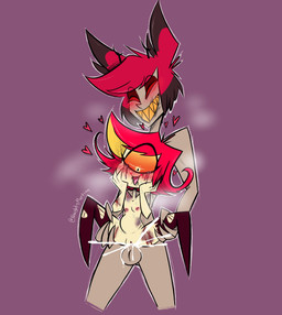 1_eye balls black_hair blonde_hair blood blush bodily_fluids breasts claws clothed clothing cum cum_in_vagina cum_inflation cum_inside duo fangs female female_penetrated genital_fluids genitals hair heart_symbol horn inflation interspecies looking_pleasured male male/female male_penetrating male_penetrating_female multicolored_hair nipples open_mouth open_smile partially_clothed penetration penile penile_penetration penis_in_vagina red_eyes red_hair scar sex smile teeth tongue two_tone_hair vaginal vaginal_penetration vulva wayward_martian hazbin_hotel hellaverse alastor_(hazbin_hotel) niffty_(hazbin_hotel) animal_humanoid cyclops deer deer_humanoid demon humanoid mammal mammal_humanoid hi_res
