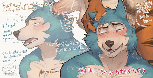 all_the_way_through anthro anthro_penetrating ball_tuft balls black_nose blue_body blue_fur blush blush_lines bodily_fluids claws countershading cross-eyed dialogue drooling duo ear_penetration ear_scar ear_threading embarrassed erection eye_scar eyebrows faceless_character faceless_male facial_scar fingers flushed foreskin fucked_silly fur genitals grey_body grey_fur half-closed_eyes holding_head humanoid_genitalia humanoid_penis in_one_ear_and_out_the_other male male/male male_penetrated male_penetrating male_penetrating_male mindfuck narrowed_eyebrows narrowed_eyes no_internal_organs nude obscured_sex open_mouth orange_body orange_fur penetration penile penile_penetration penis penis_in_ear pubes saliva scar sex simple_background skullfuck smile sound_effects standing steam striped_body striped_fur stripes sweat tail tail_motion tailwag teeth text tongue tuft vein murizy beastars bill_(beastars) legoshi_(beastars) canid canine canis felid feline mammal pantherine tiger wolf 2026 absurd_res colored digital_drawing_(artwork) digital_media_(artwork) english_text hi_res shaded watermark