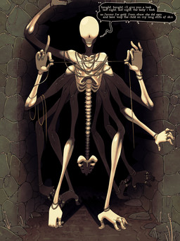 10_arms ambiguous_gender bracelet dialogue digit_ring eyeless jewelry legless multi_arm multi_limb necklace nude rhyme solo speech_bubble string text rapscallion humanoid monster 2025 english_text hi_res