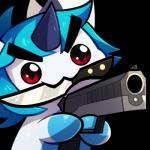 >:3 ambiguous_gender anthro beady_eyes blue_body blue_hair emote eyebrows gun hair holding_gun holding_object holding_ranged_weapon holding_weapon inward_slanted_eyebrows knife knife_in_mouth looking_at_viewer mouth_hold object_in_mouth ranged_weapon red_eyes simple_background slanted_eyebrows solo transparent_background weapon white_body blitzdrachin conditional_dnp delet_this sifyro mammal 1:1 alpha_channel icon low_res meme reaction_image